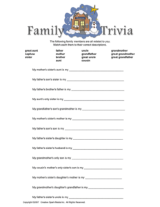 Printable Family Trivia Family Reunion Games Family Reunion | Trivia