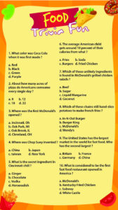 Printable Food Trivia Questions And Answers Trivia Questions For Kids