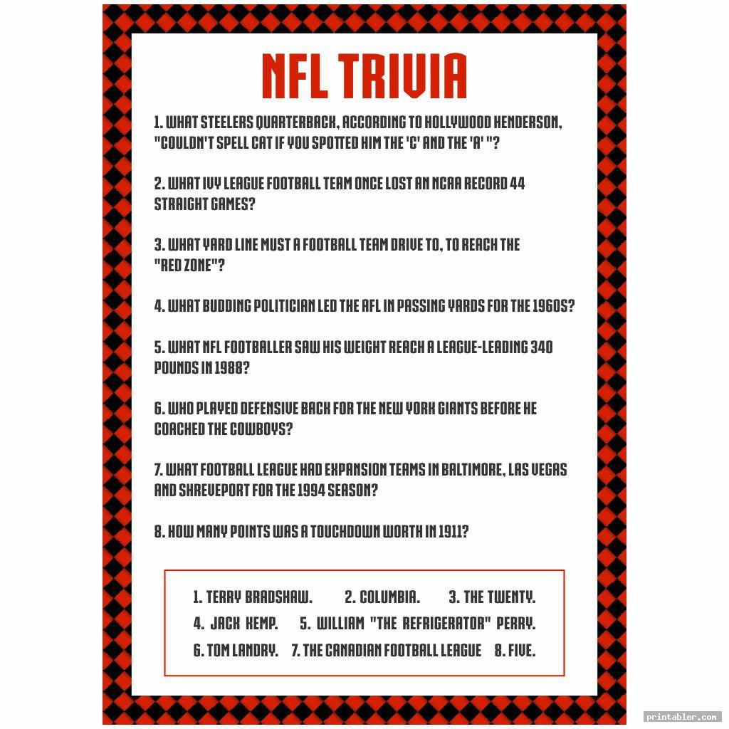 Printable NFL Trivia Questions And Answers Gridgit Trivia Questions