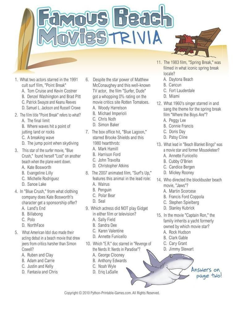 Printable Trivia Questions And Answers Free Ocean Trivia Questions