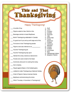 Printable This That Thanksgiving Trivia Funsational
