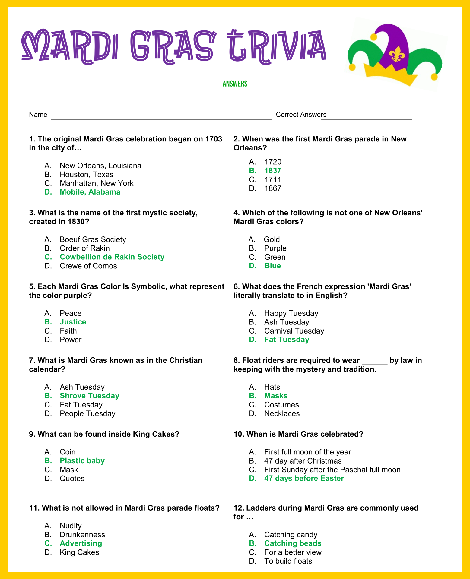 Printable Trivia Games With Answers 50th Birthday 1971 Trivia Cards 