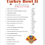 Printable Turkey Bowl II Funsational Thanksgiving Facts Turkey
