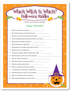 Printable Which Witch Is Which Halloween Riddles Pumpkin Halloween