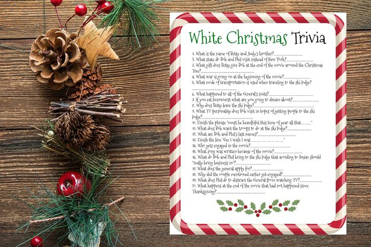 Printable White Christmas Movie Trivia Christmas Party Game Etsy 