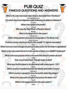 Pub Quiz Design With 16 Questions And Answers Photographic Print For