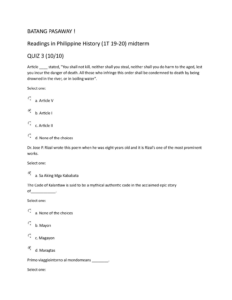 Quiz 3 2020 Questions And Answers BATANG PASAWAY Readings In