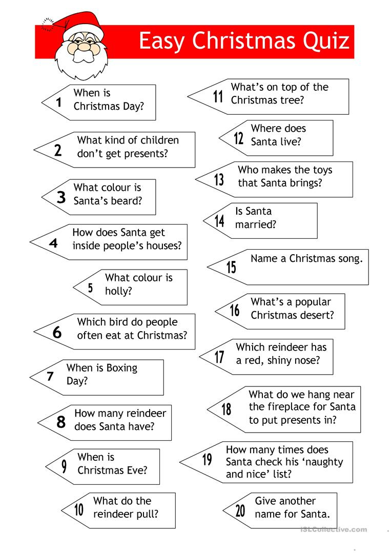 Quiz Easy Xmas Quiz Worksheet Free ESL Printable Worksheets Made By 