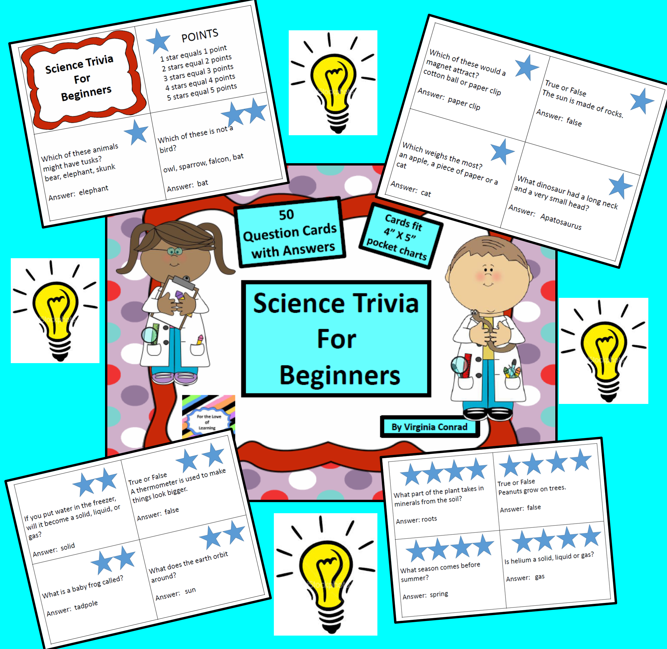 Science Trivia For Beginners 50 Question Answer Cards Science 