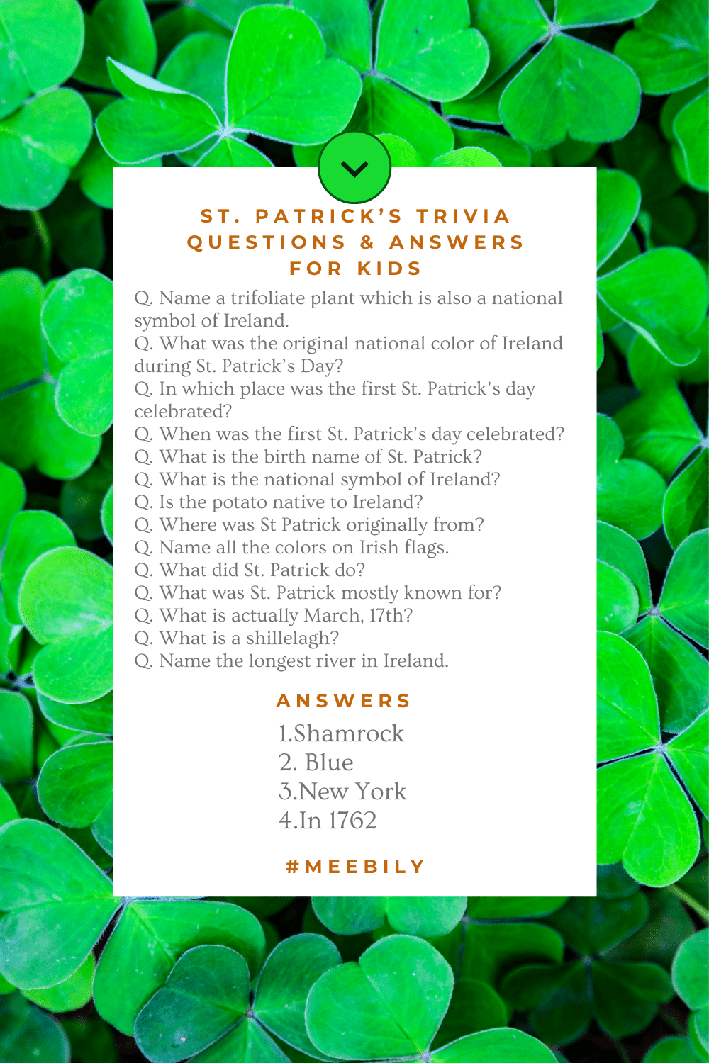 St Patrick s Trivia Questions Answers For Kids In 2021 Trivia 