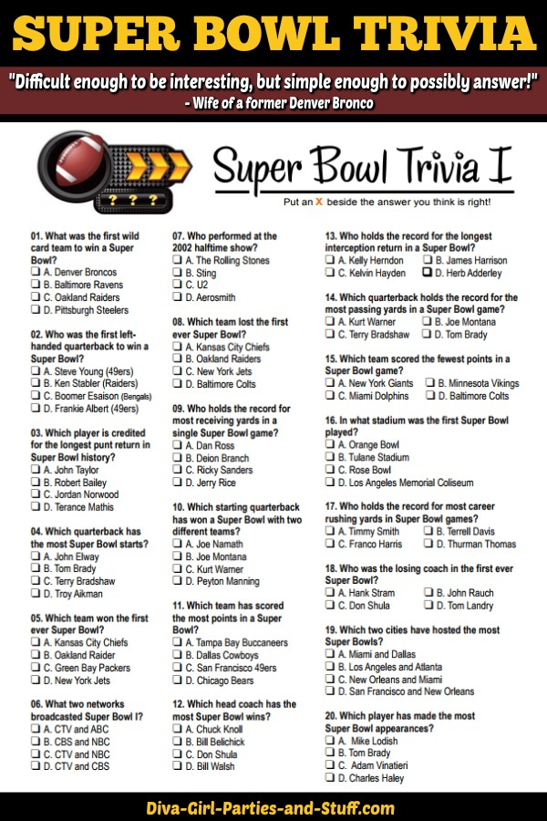 Super Bowl Trivia Questions And Answers