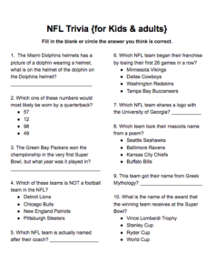 The Rotter Homestead NFL Trivia for Kids Adults