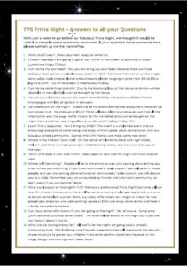 Trivia Night Answers To Your Questions And Silent Auction Toorak