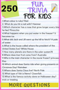 Trivia Questions For Kids Trivia Questions For Kids Trivia Questions