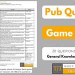 Trivia Questions For Pub Quiz Game 7 20 General Knowledge Etsy Pub