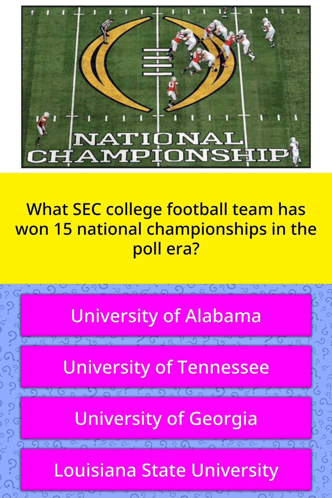 Sec College Football Trivia Questions Answers