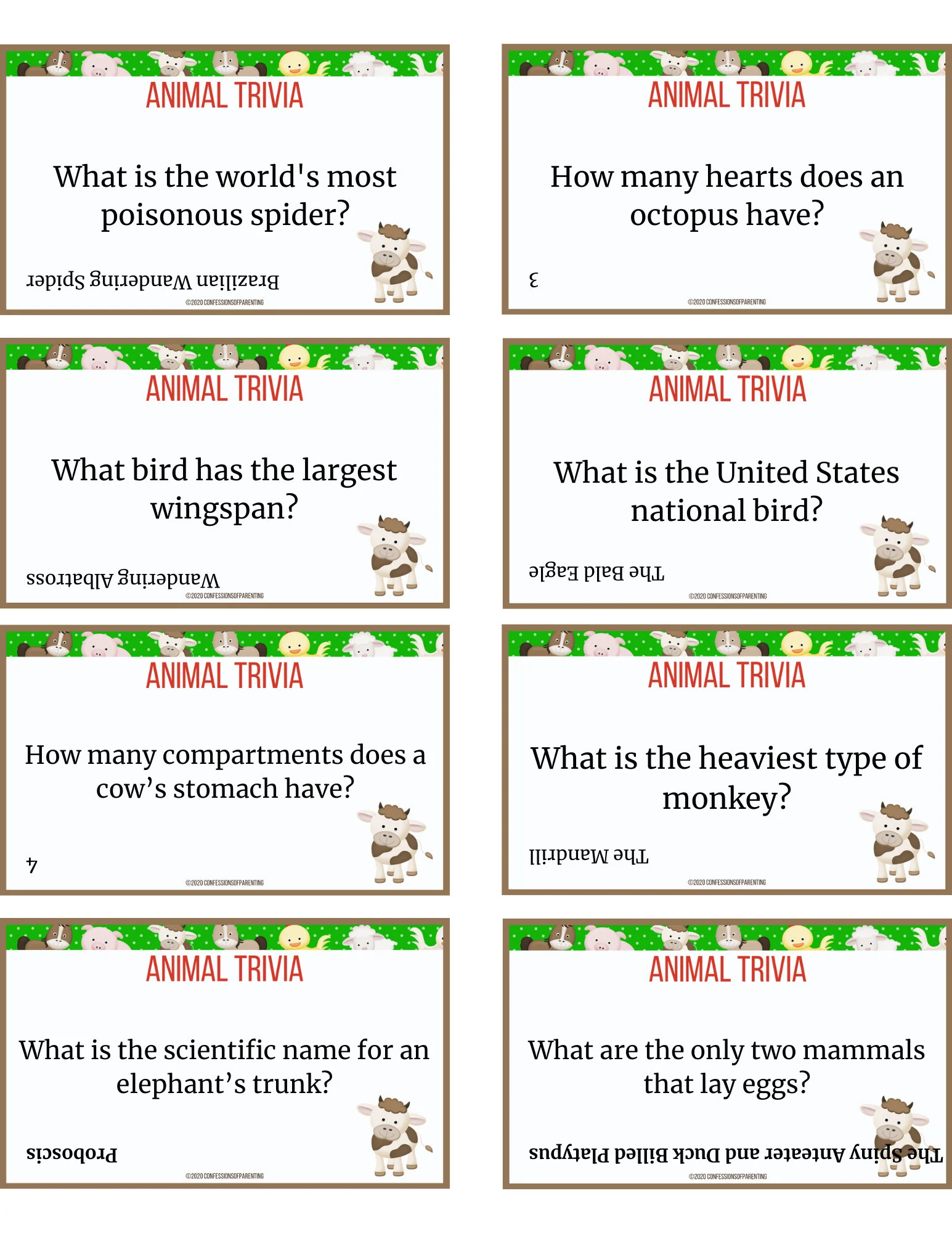 104 Animal Trivia Questions Printable 104 Animal Trivia Questions Printable