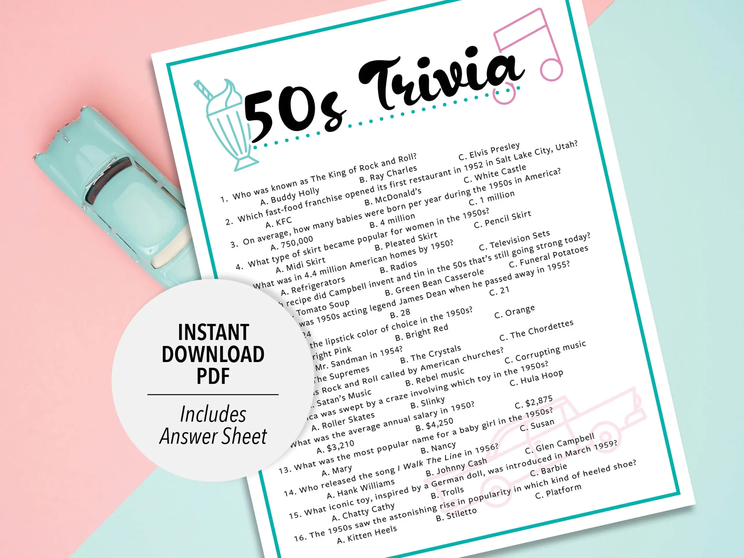 1950s Trivia Game Printable 50s Quiz Pdf 1950s Trivia Game Printable 50s Quiz Pdf