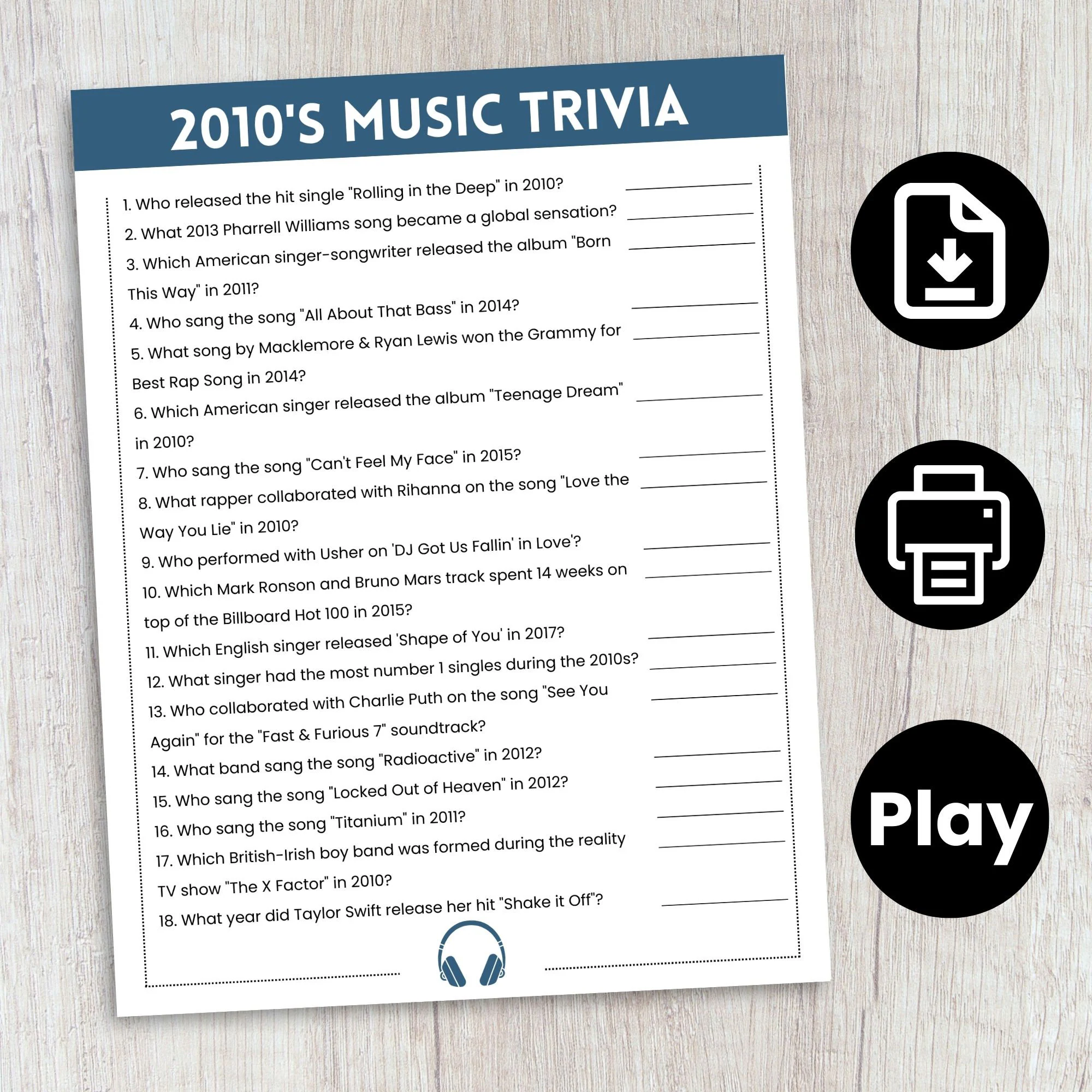 2010s Music Trivia Game 2010s Party Game 2010s Music Trivia Game 2010s Party Game