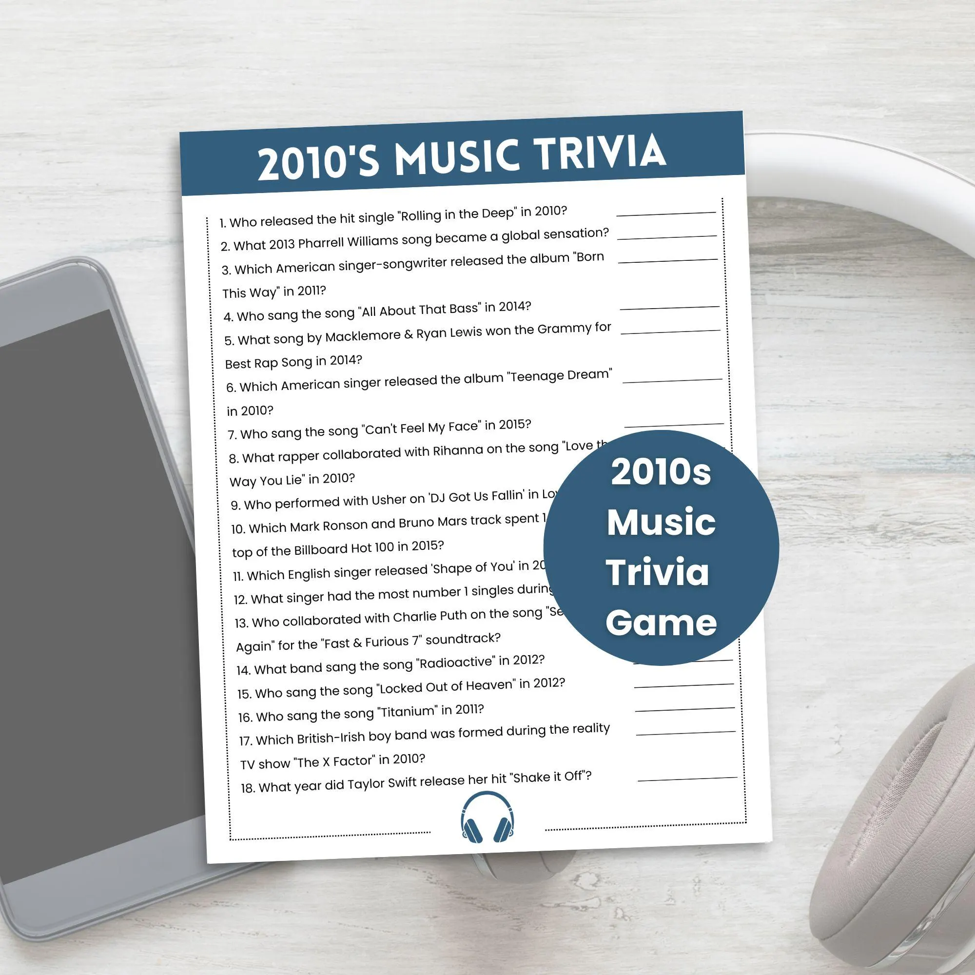 2010s Music Trivia Game 2010s Party Game
