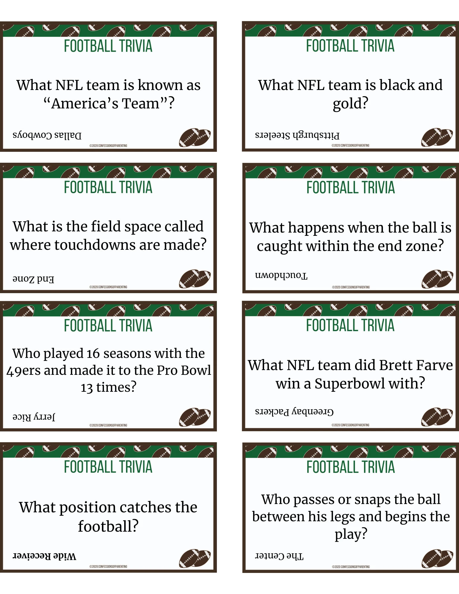 48 Football Trivia Questions Printable