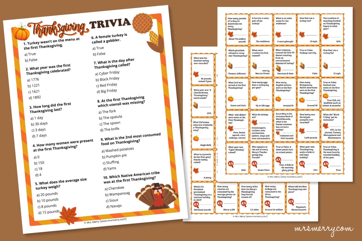 60 Thanksgiving Trivia Questions And Answers Printable 60 Thanksgiving Trivia Questions And Answers Printable