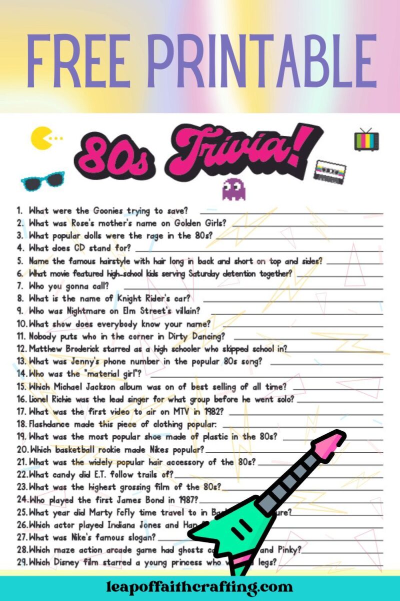 80s Trivia Questions And Answers Printable 80s Trivia Questions And Answers Printable