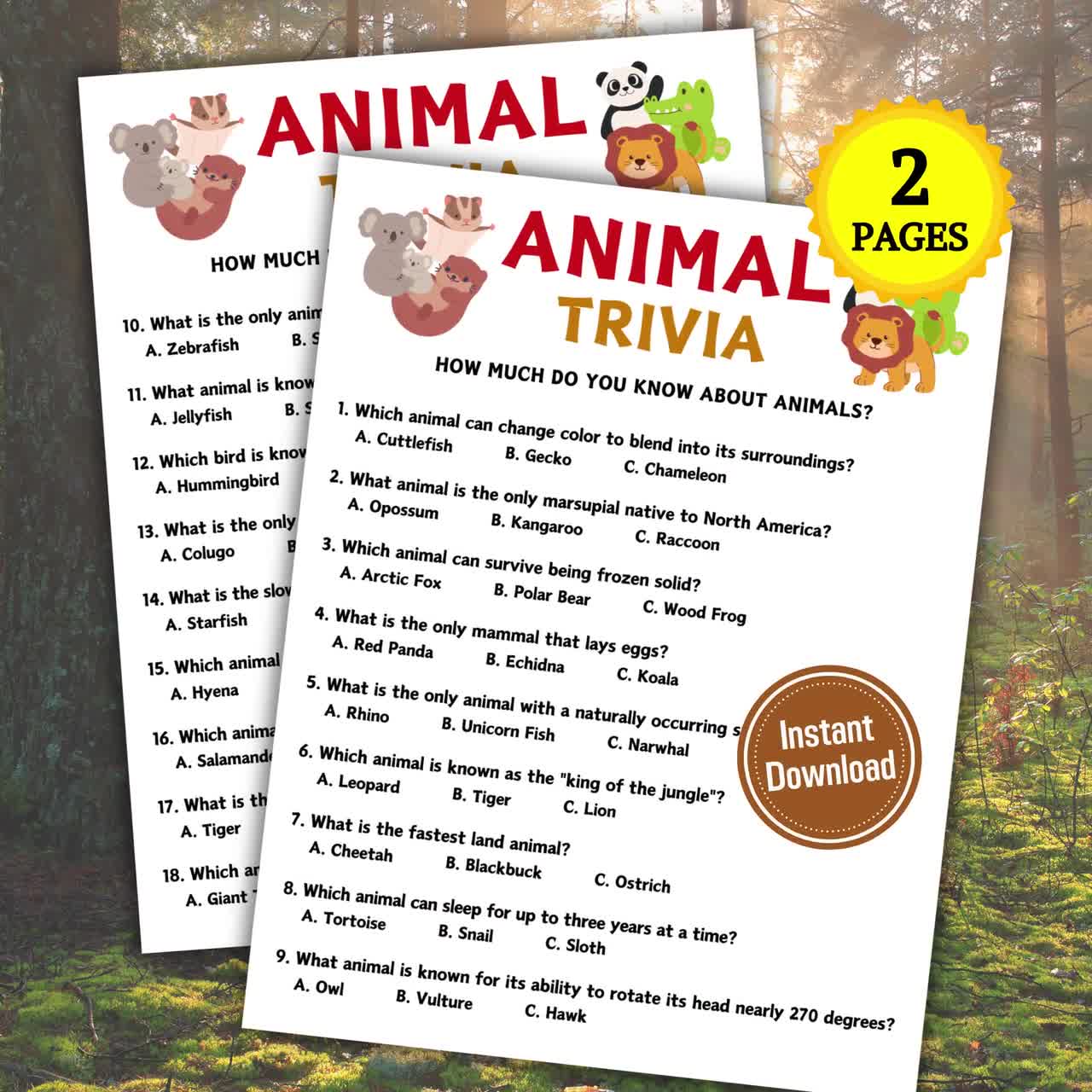 Animal Trivia Game Animal Knowledge Quiz Animal Trivia Game Animal Knowledge Quiz