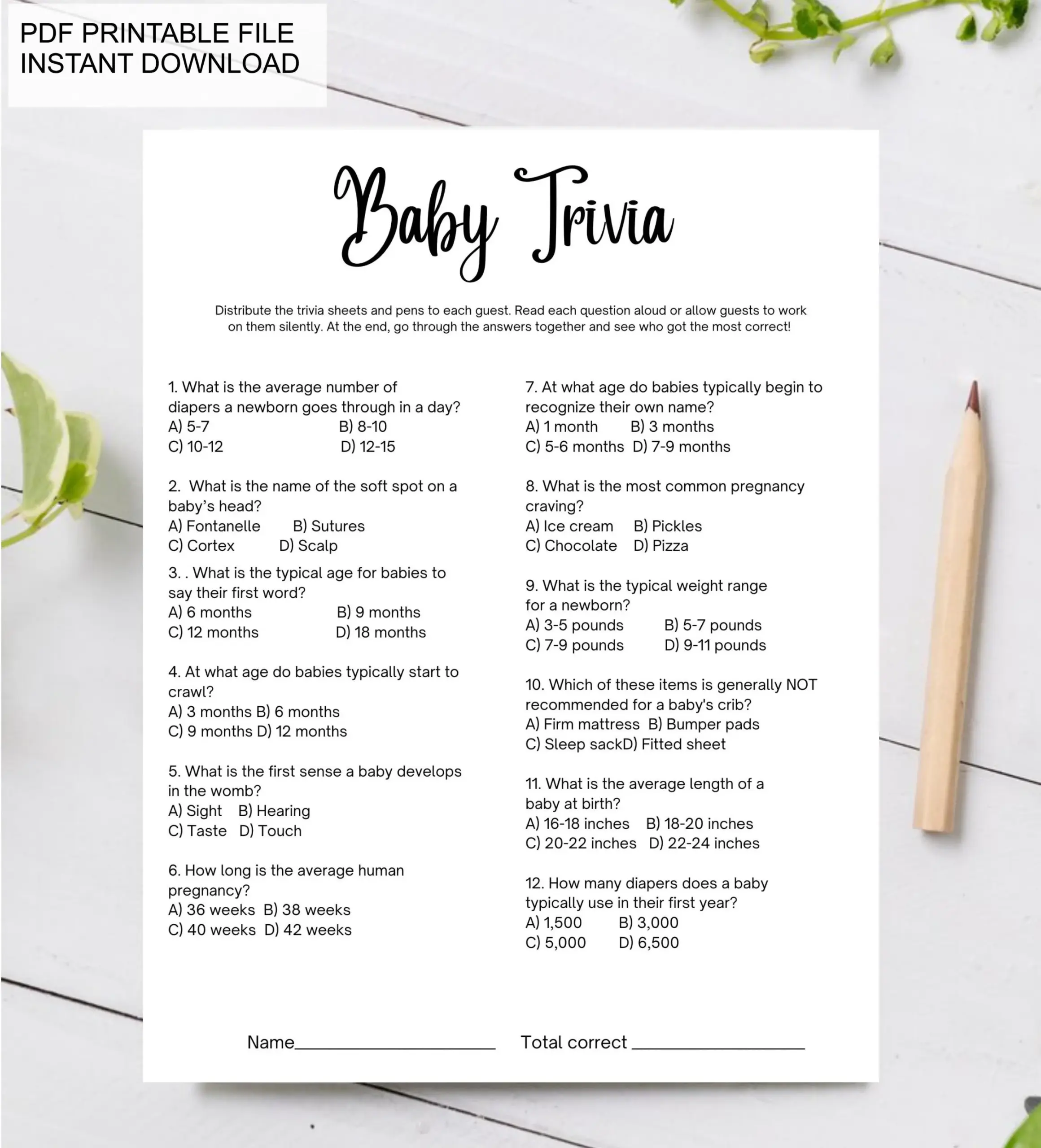 baby trivia questions and answers uk