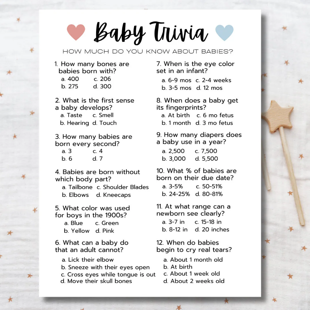 Baby Shower Trivia Game Fun Baby Facts