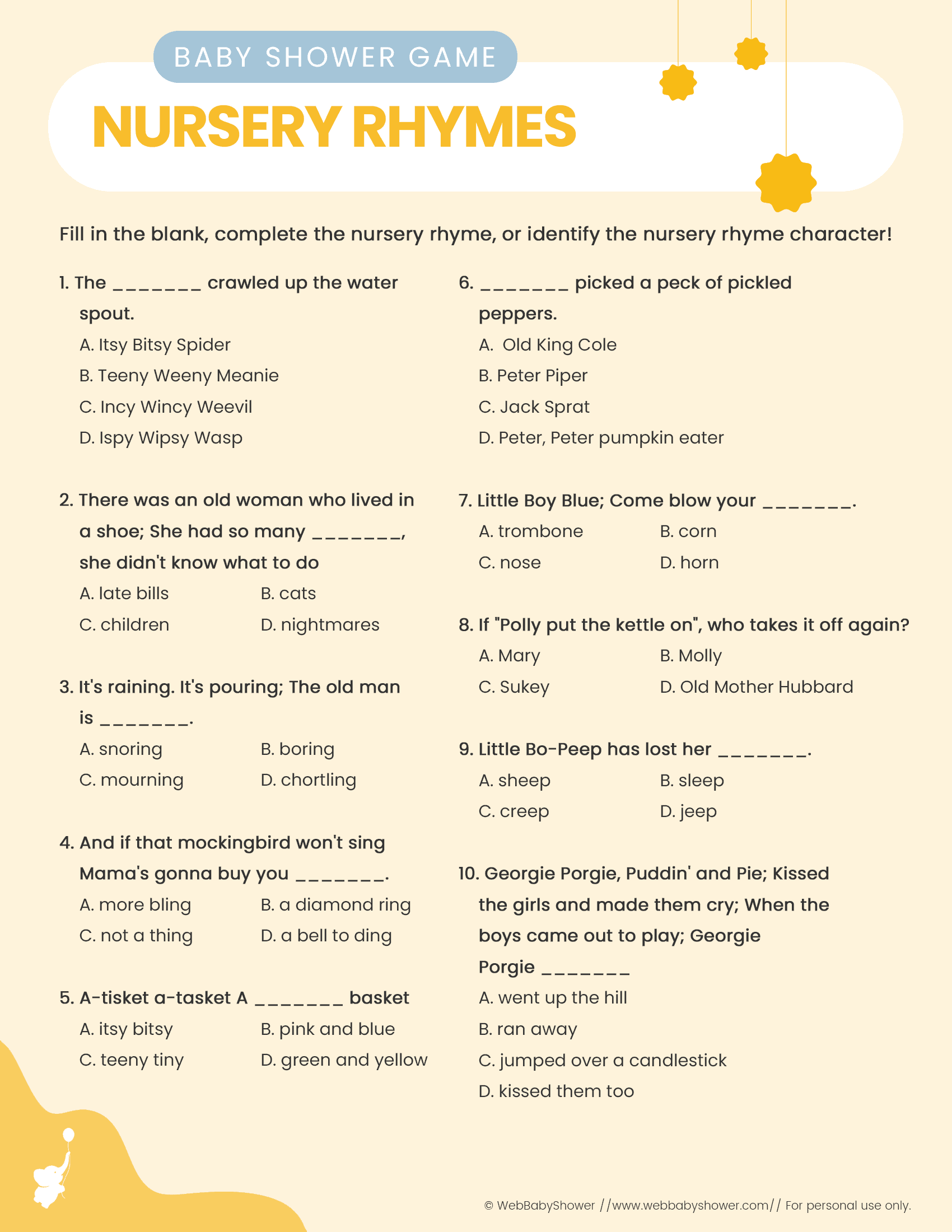Baby Shower Trivia Games
