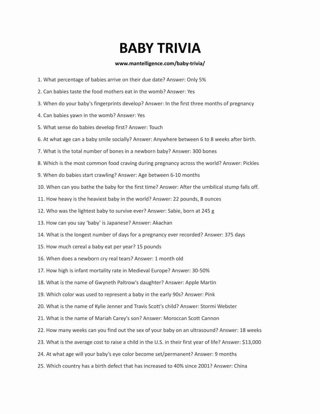 Baby Trivia