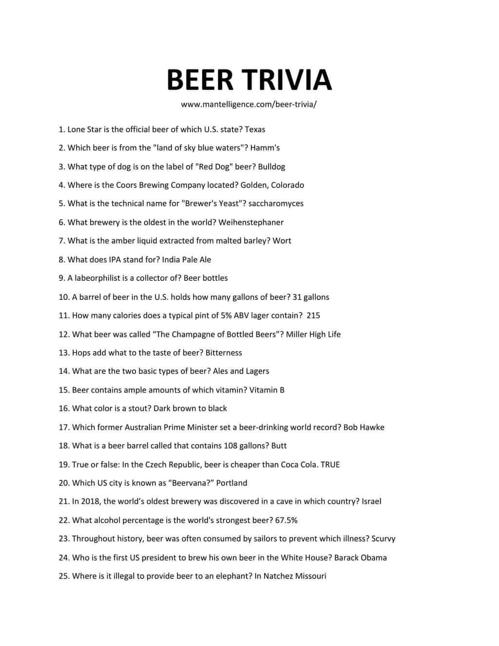 Beer Trivia