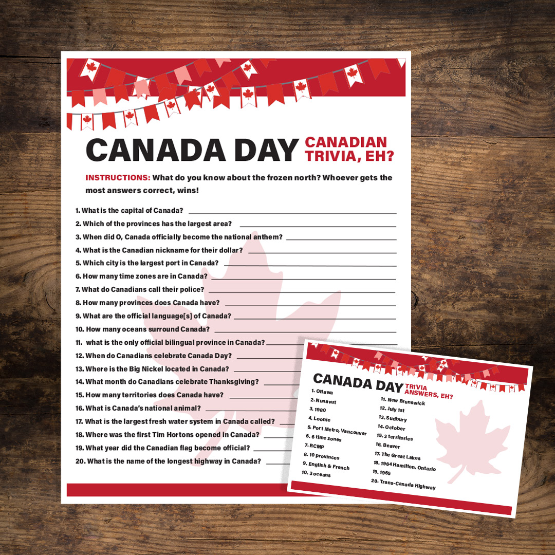 Canada Day Trivia Activity Sheet P 122485 Canada Day Trivia Activity Sheet P 122485