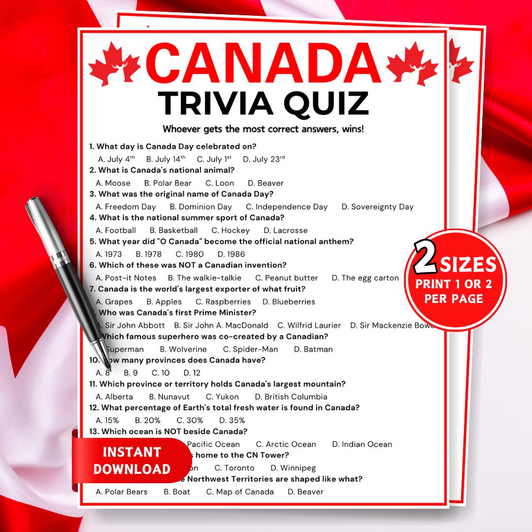 Canada Day Trivia Game Canada Day Trivia Game