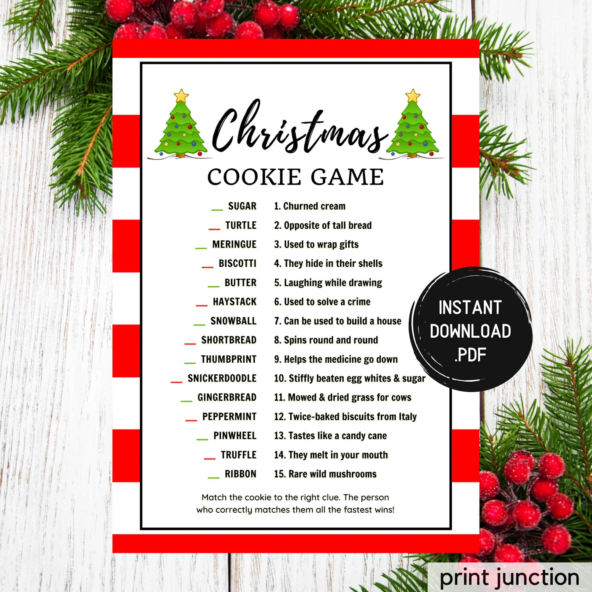 Christmas Cookie Trivia Game Holiday