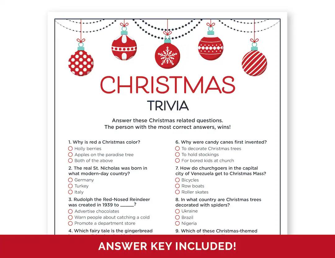 Christmas Trivia Game Printable Holiday Christmas Trivia Game Printable Holiday