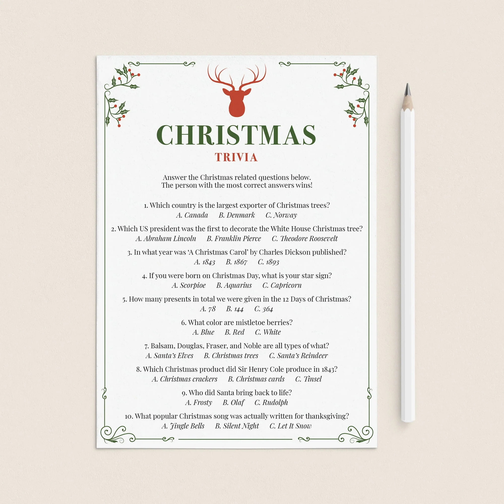 Christmas Trivia Questions And Answers Printable Christmas Trivia Questions And Answers Printable