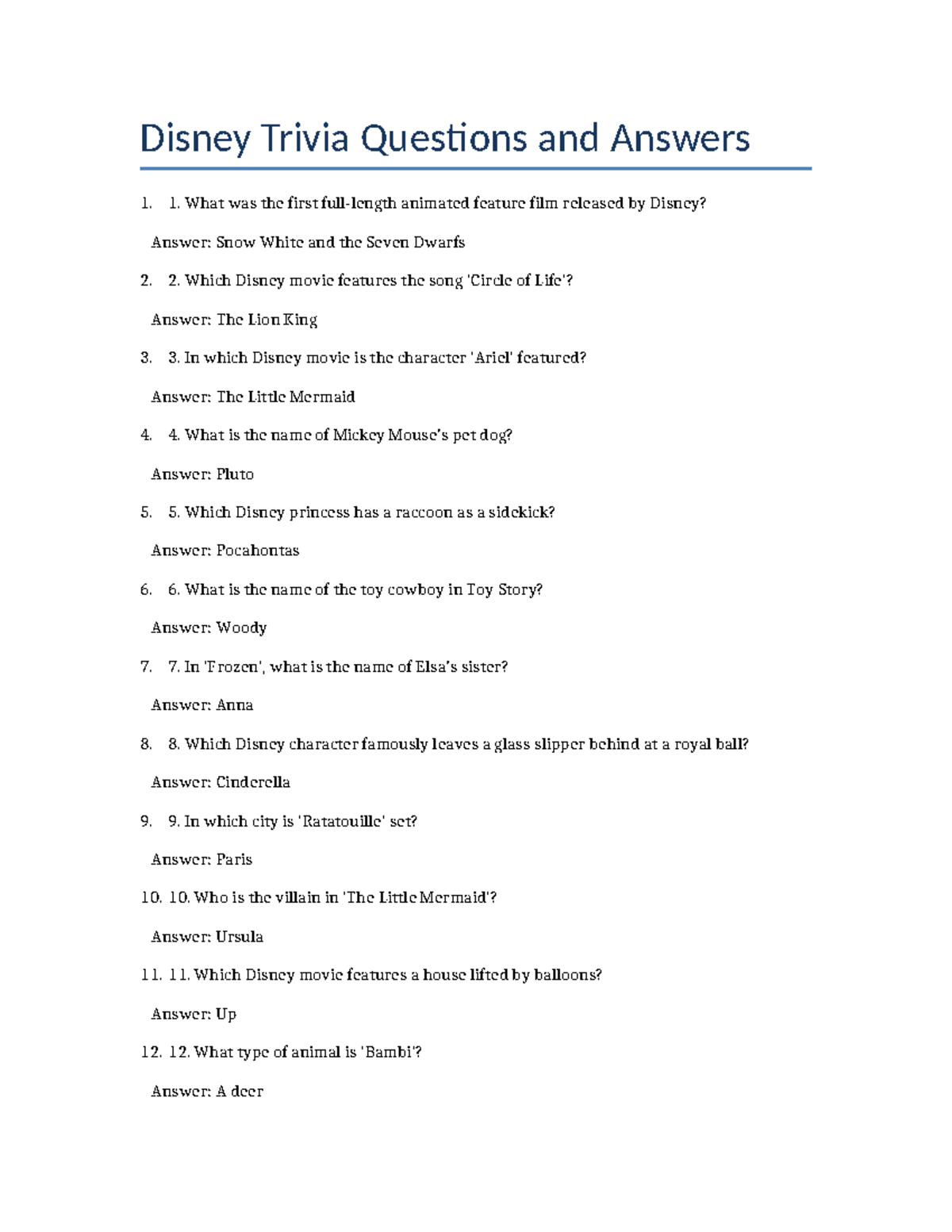 Disney Trivia Questions And Answers Fun Facts And Quizzes Disney Trivia Questions And Answers Fun Facts And Quizzes