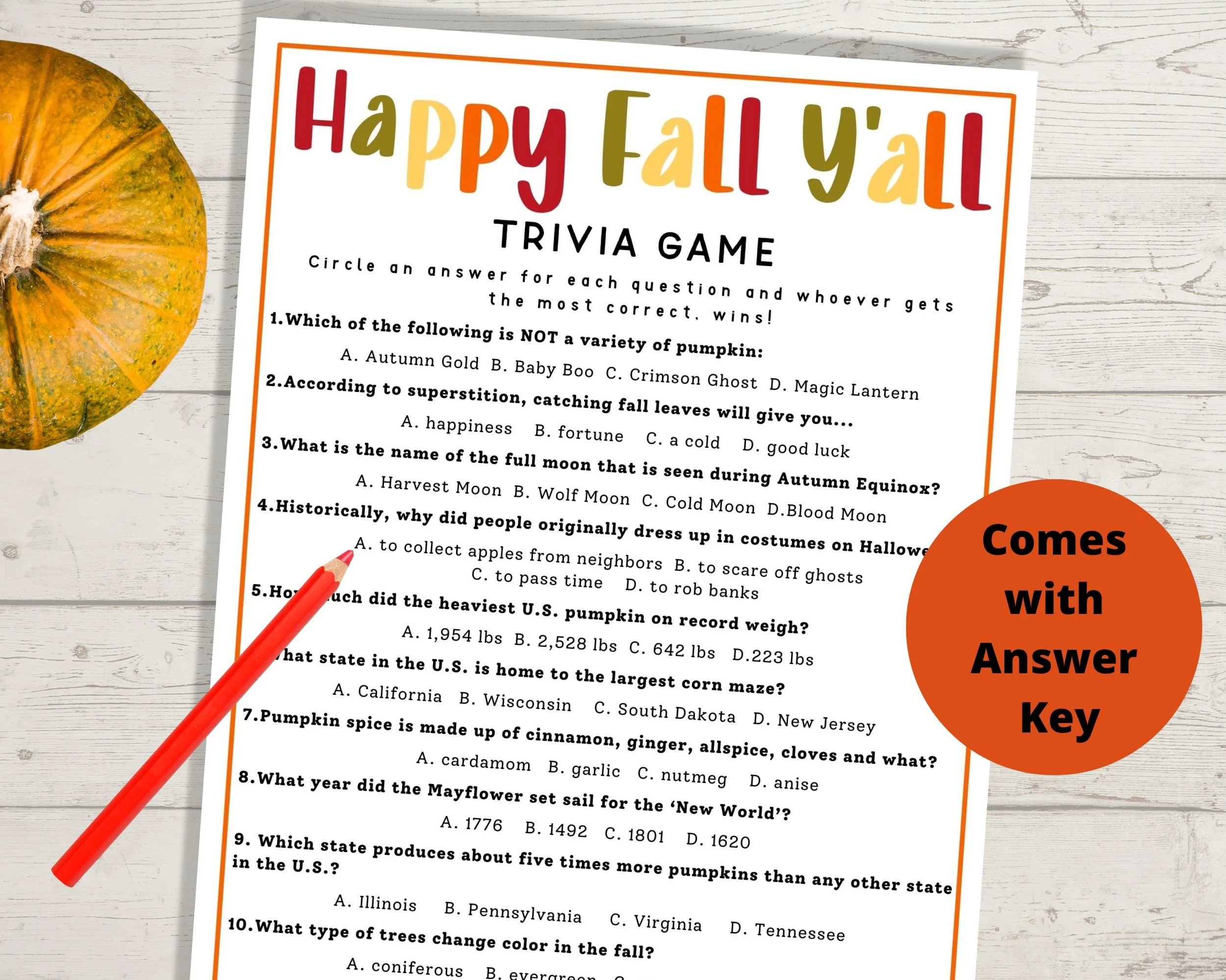 fall trivia questions and answers for seniors