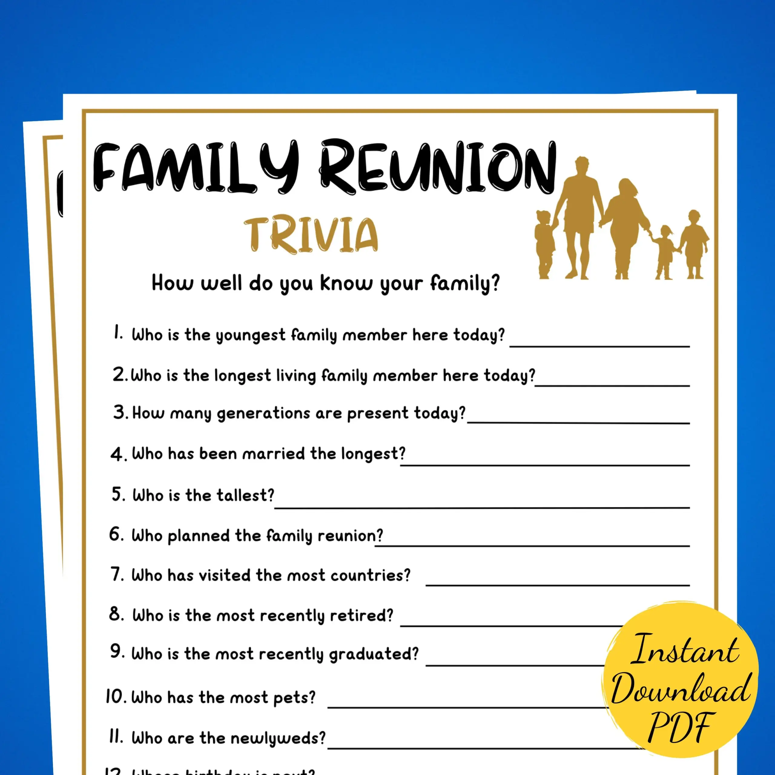 Family Reunion Trivia Game How Well Do