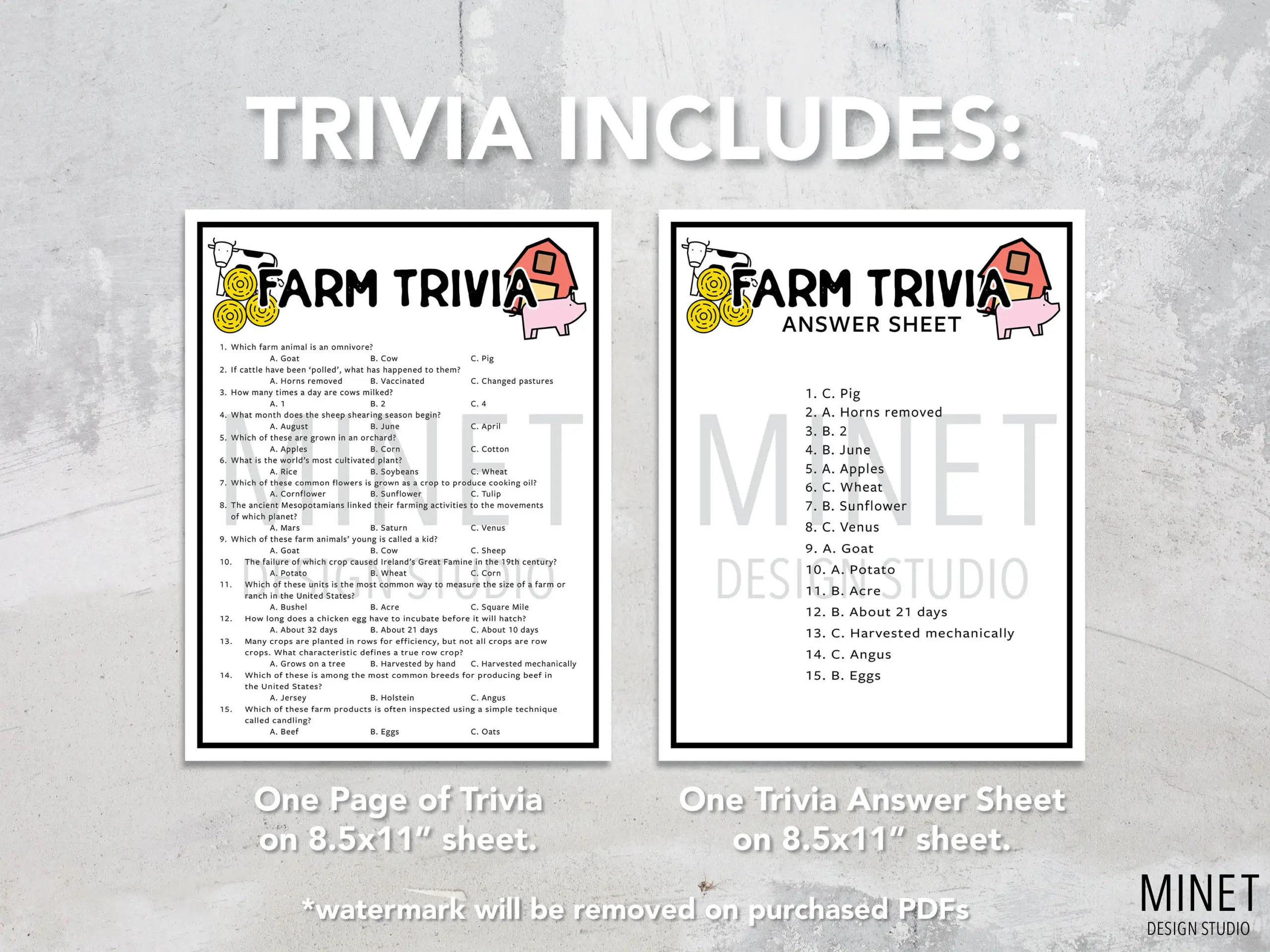 Farm Trivia Game Printable Farm Quiz Farm Trivia Game Printable Farm Quiz