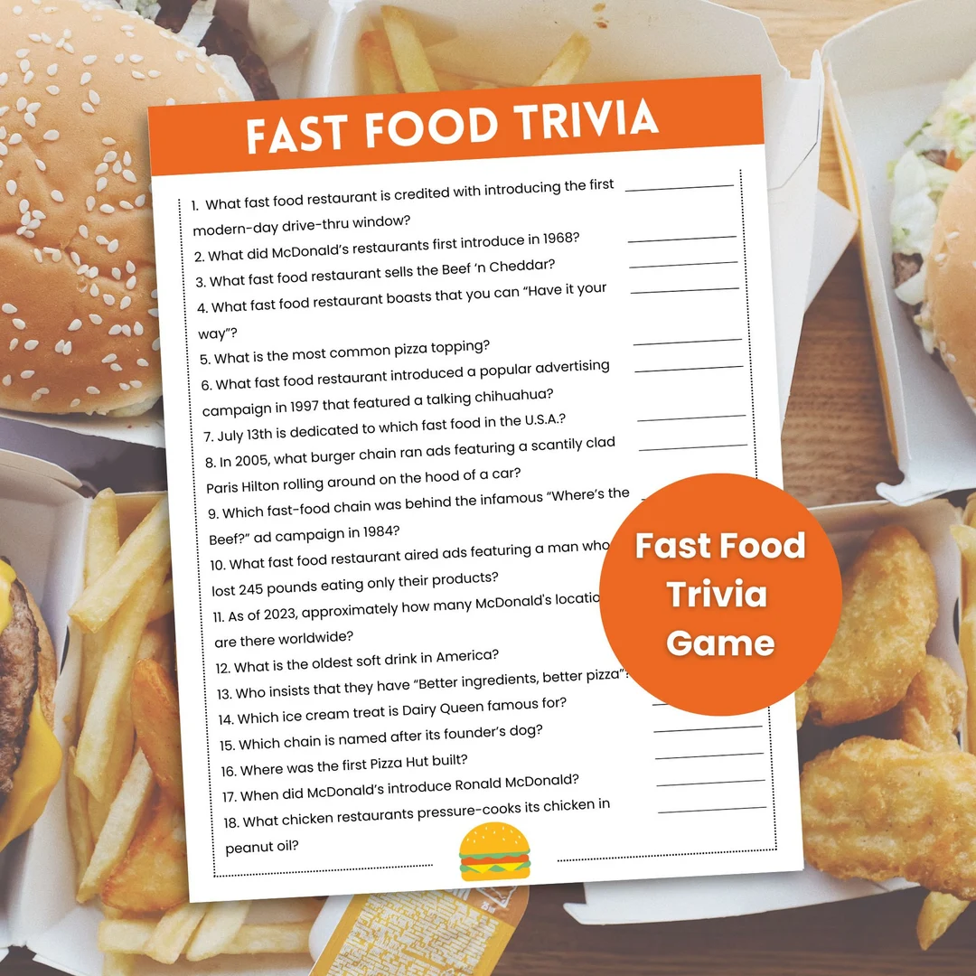 Fast Food Trivia Trivia Game For Kids Fast Food Trivia Trivia Game For Kids