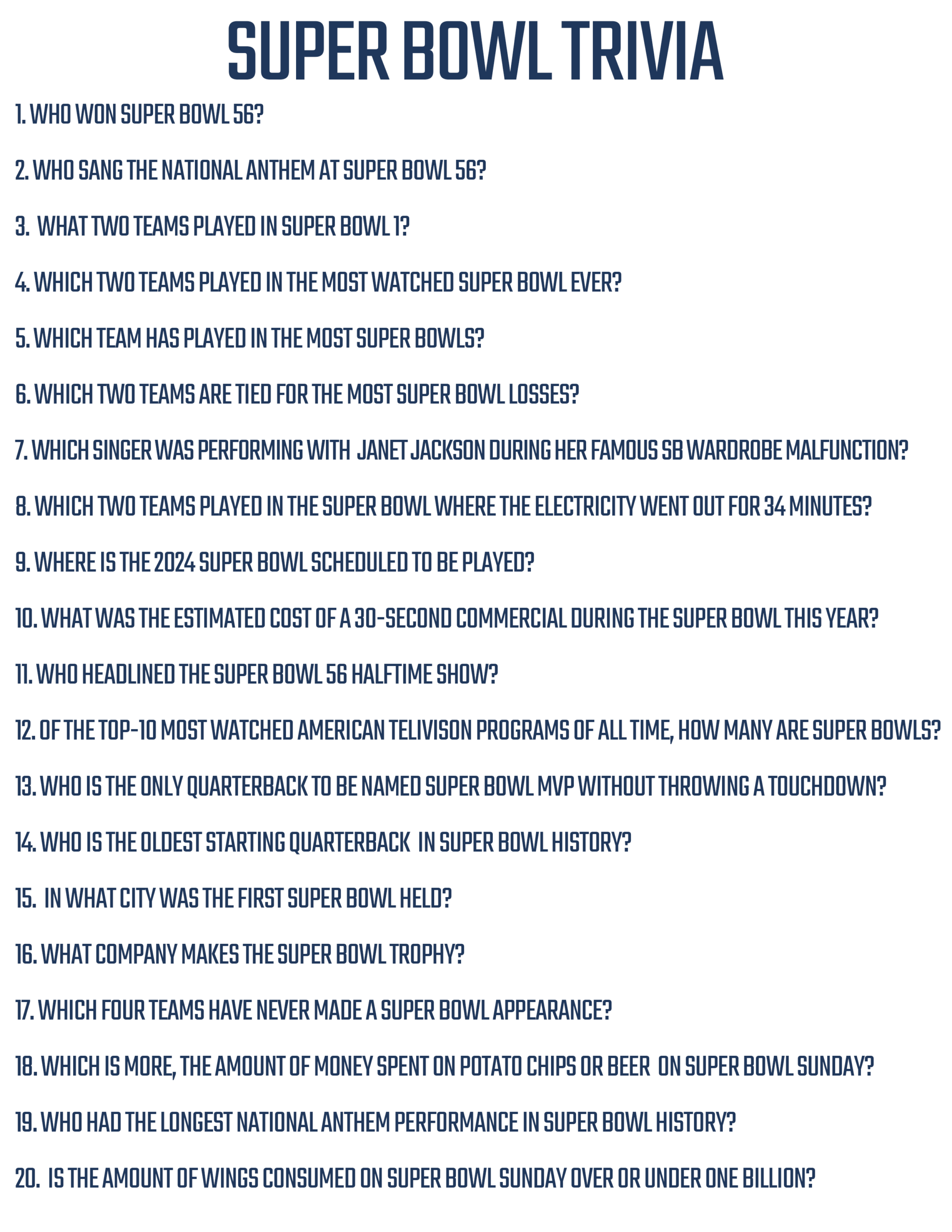 Free Printable Super Bowl 57 Trivia Cards Chiefs Vs Eagles 2023 Pdf Template Party 01gr2c4kseqx