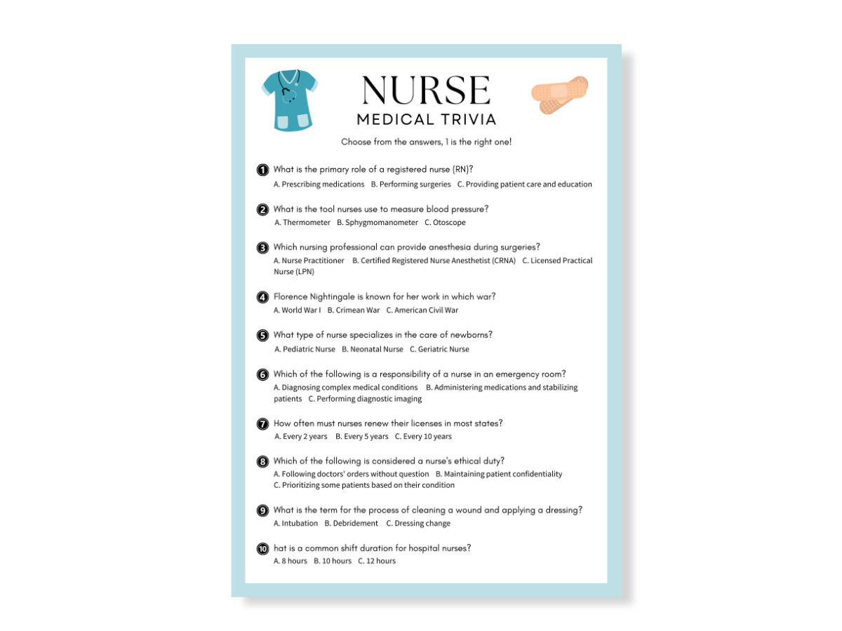 Nurse Multiple Choice Trivia Game Nurse Multiple Choice Trivia Game