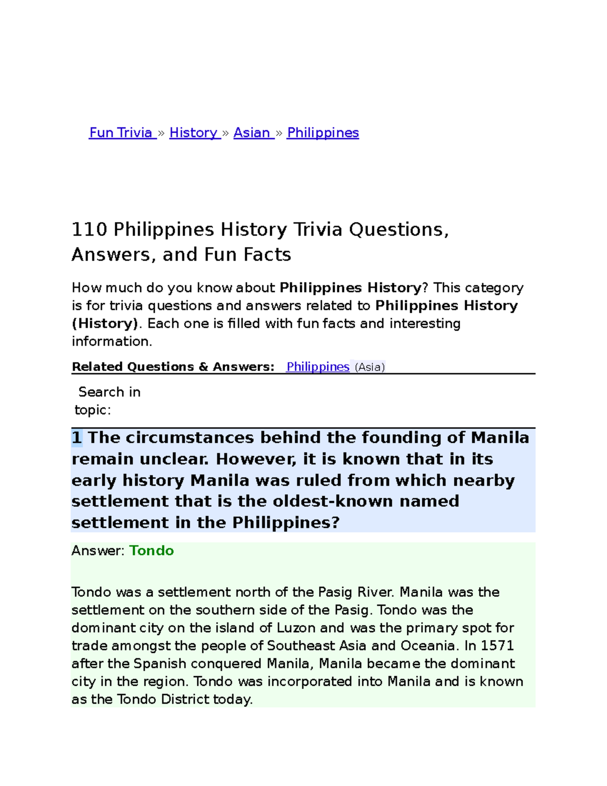 Philiippine History Summary Bachelor Innursing Philiippine History Summary Bachelor Innursing