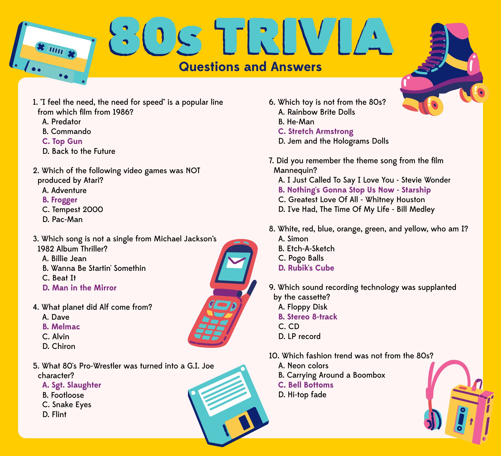 Post 80s Movie Trivia Printable 180585