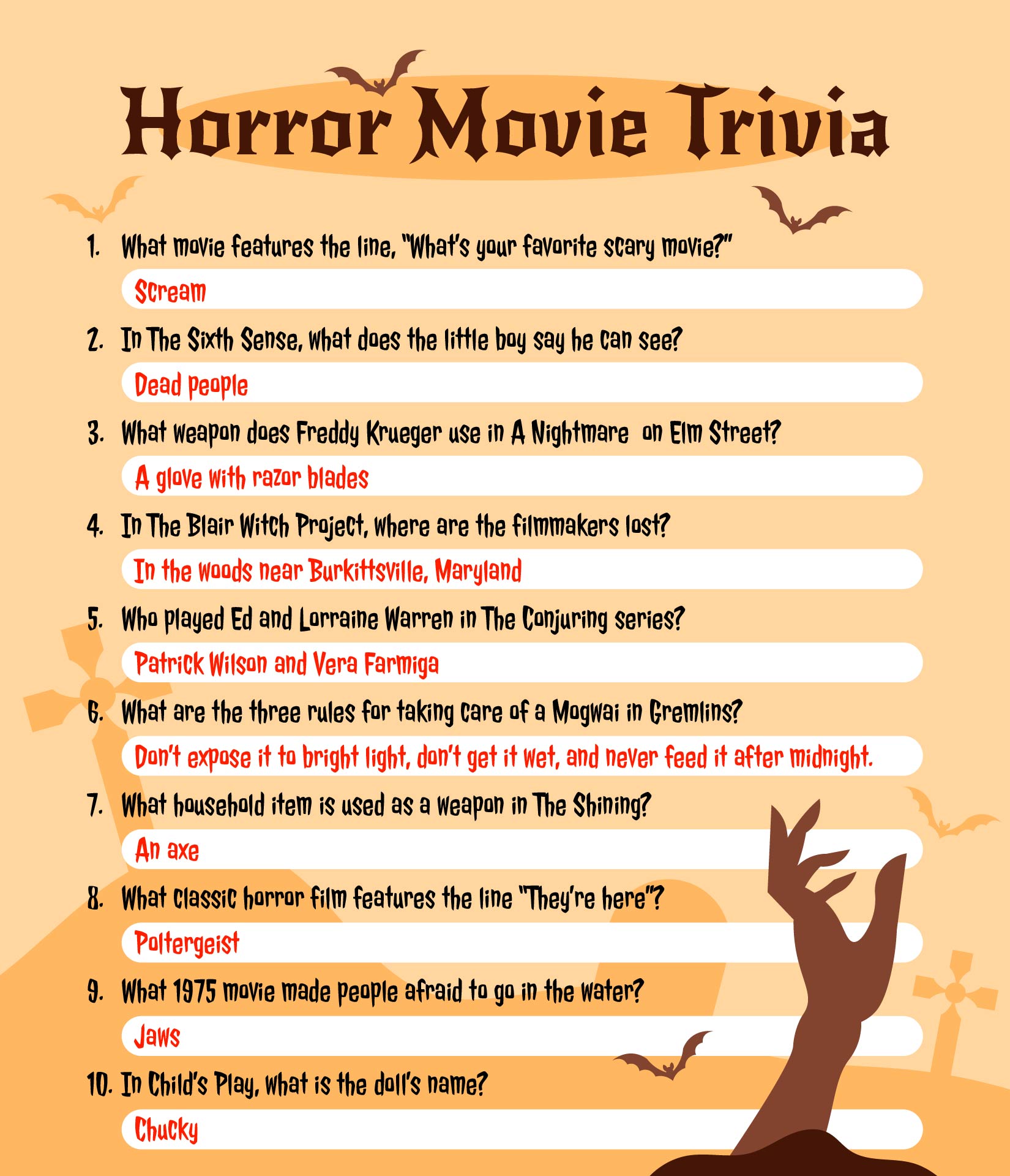 Post Halloween Movie Trivia Printable 157128