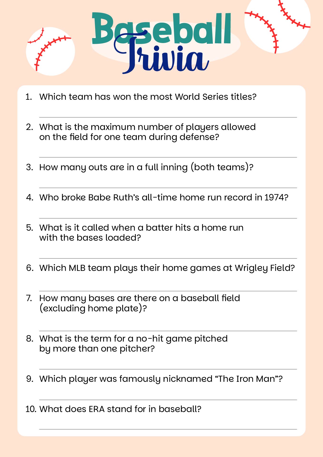 Post Printable Baseball Trivia And Answers 158668