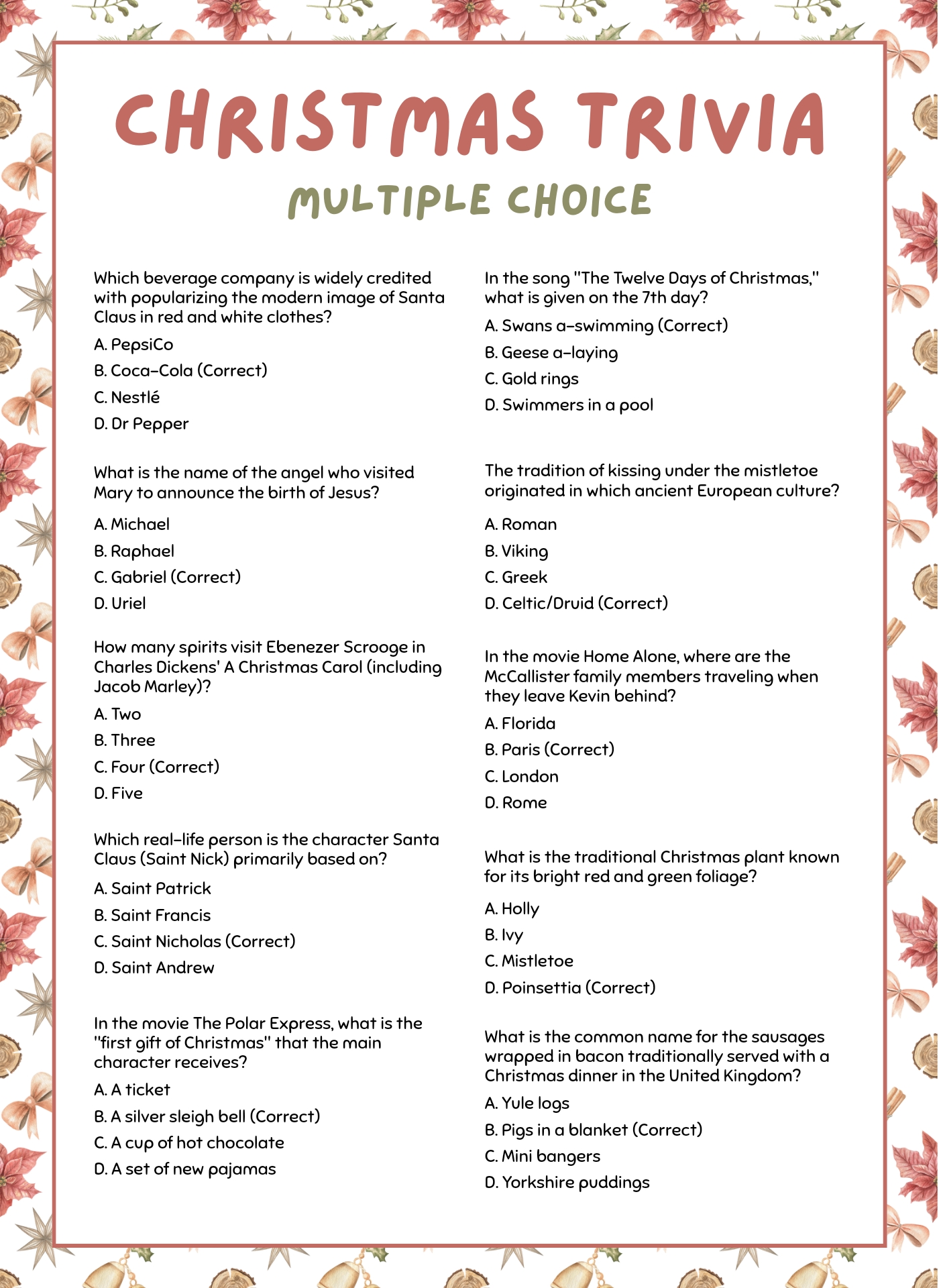 Post Printable Christmas Trivia Questions 18457